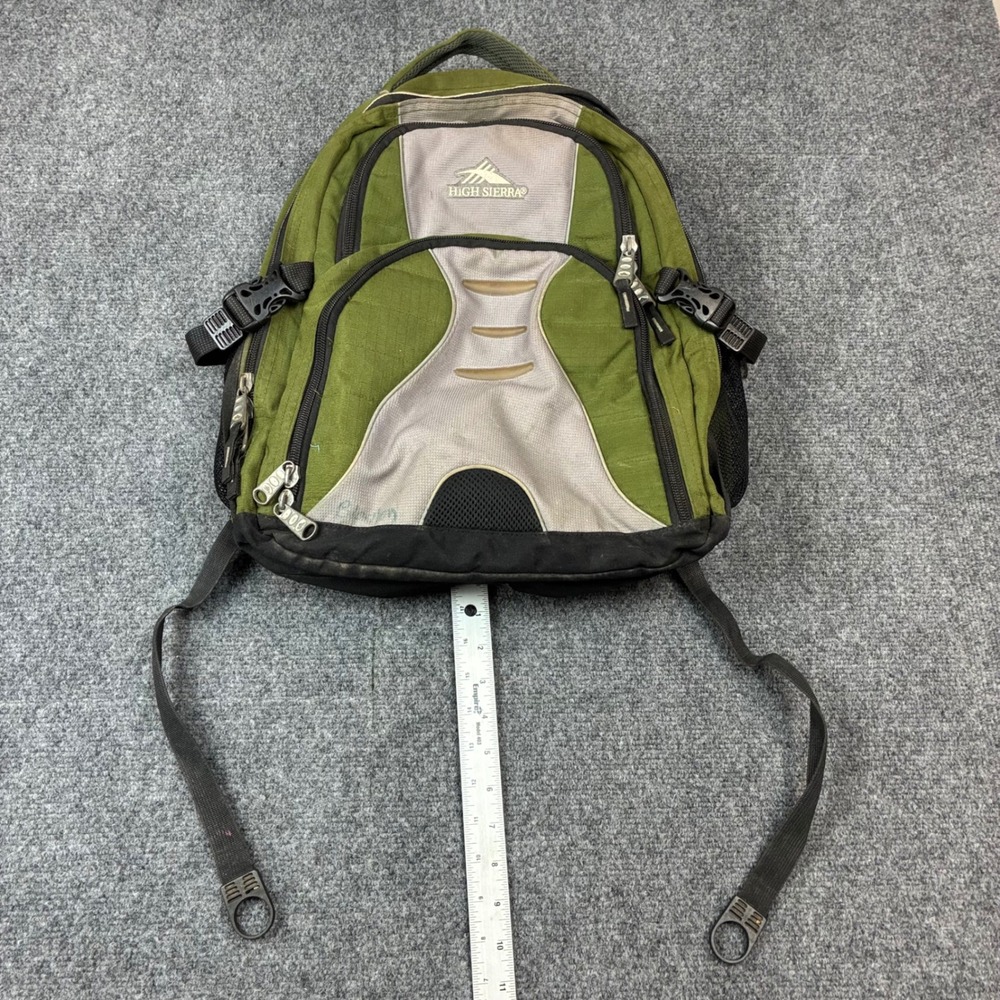 High Sierra Green Grey Suspension Strap System Backpack Hiking School Bag